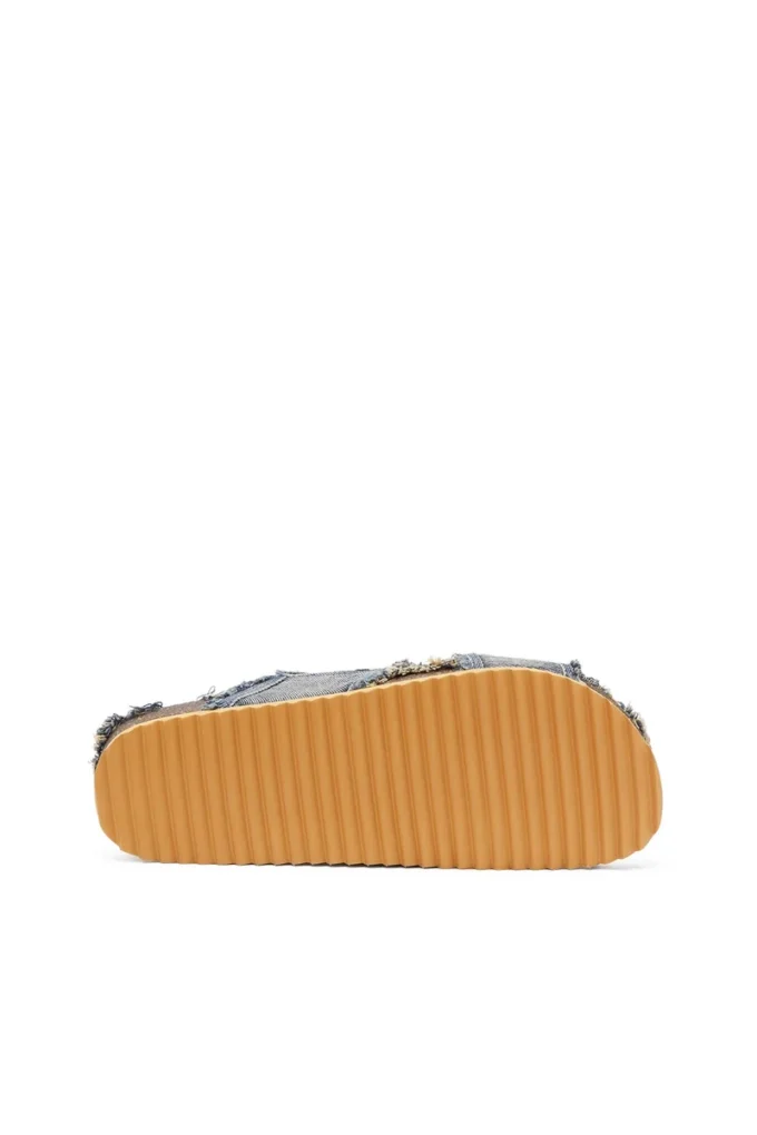 d-woodstock cross D-Woodstock-Crossover yıpranmış denim terlikler