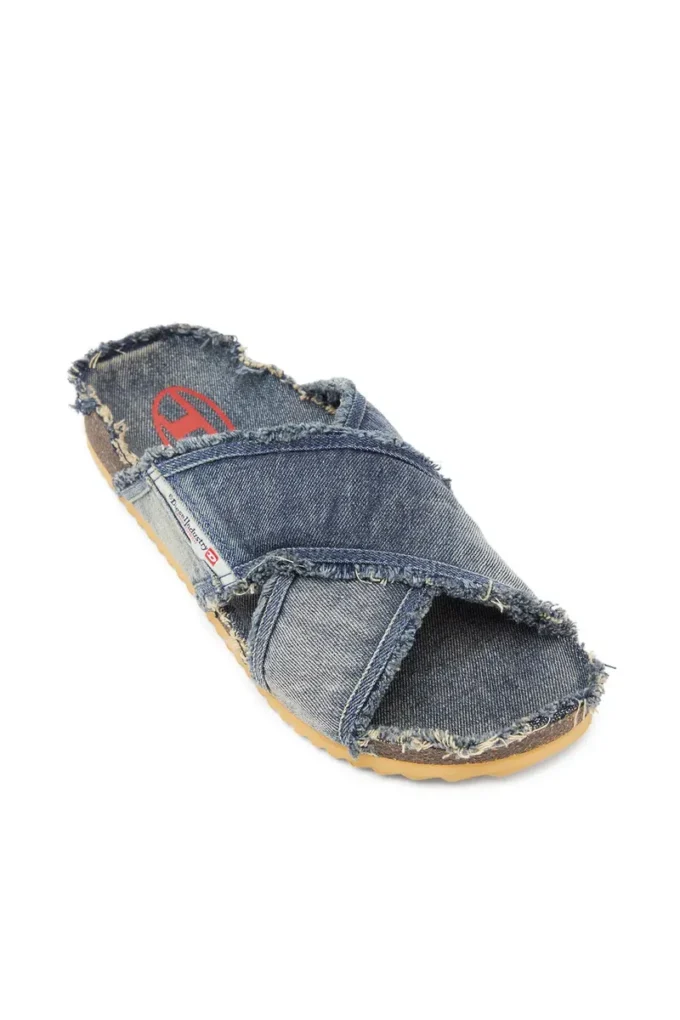 d-woodstock cross D-Woodstock-Crossover yıpranmış denim terlikler