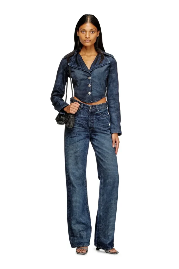 de-ali-s Prince of Wales denimden kısa ceket
