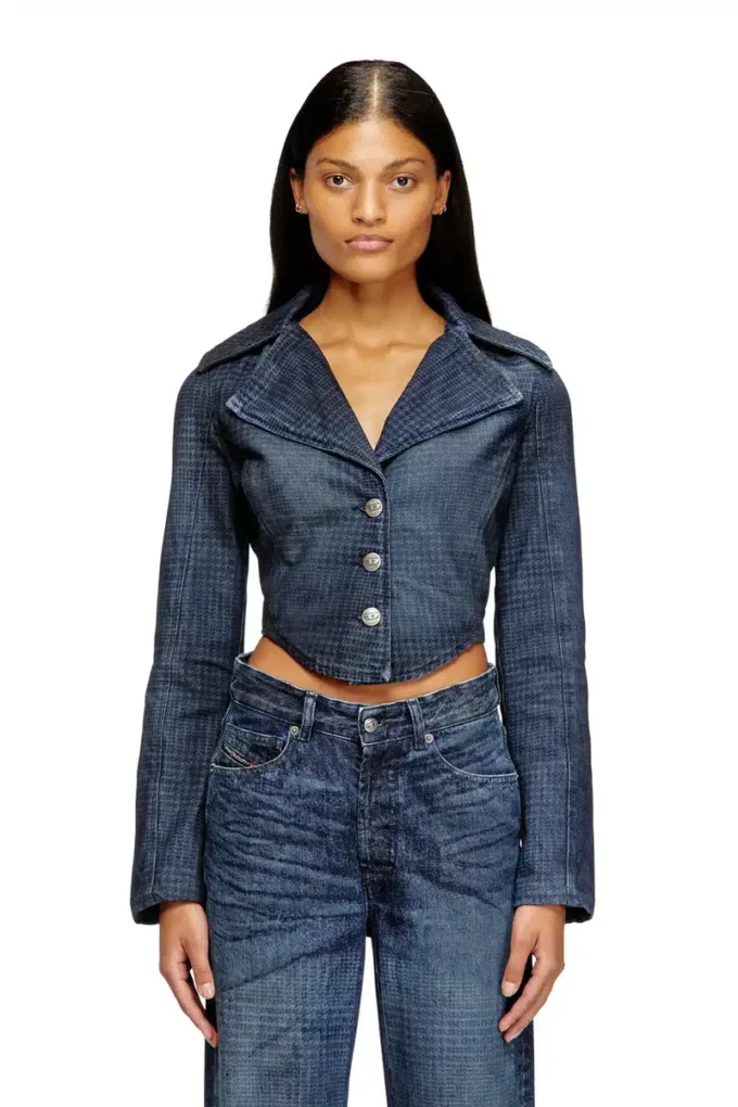 de-ali-s Prince of Wales denimden kısa ceket