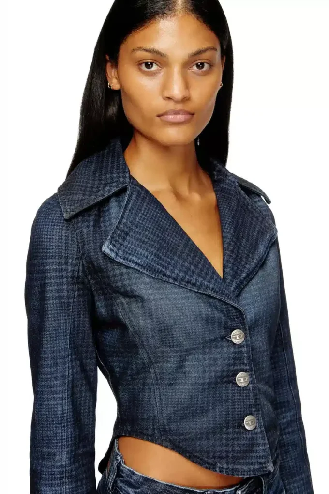 de-ali-s Prince of Wales denimden kısa ceket