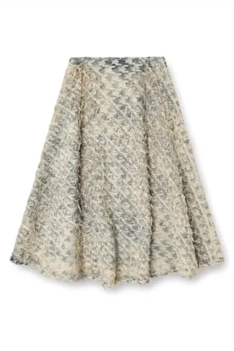 de-annina-fsh Dévoré houndstooth denim uzun etek