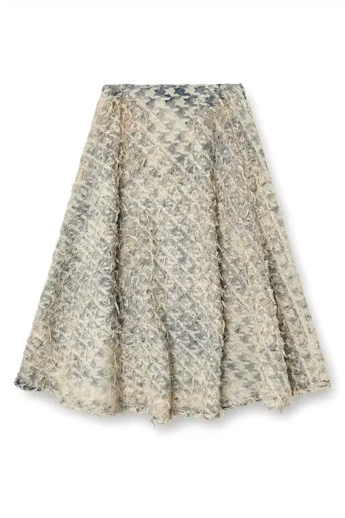 de-annina-fsh Dévoré houndstooth denim uzun etek