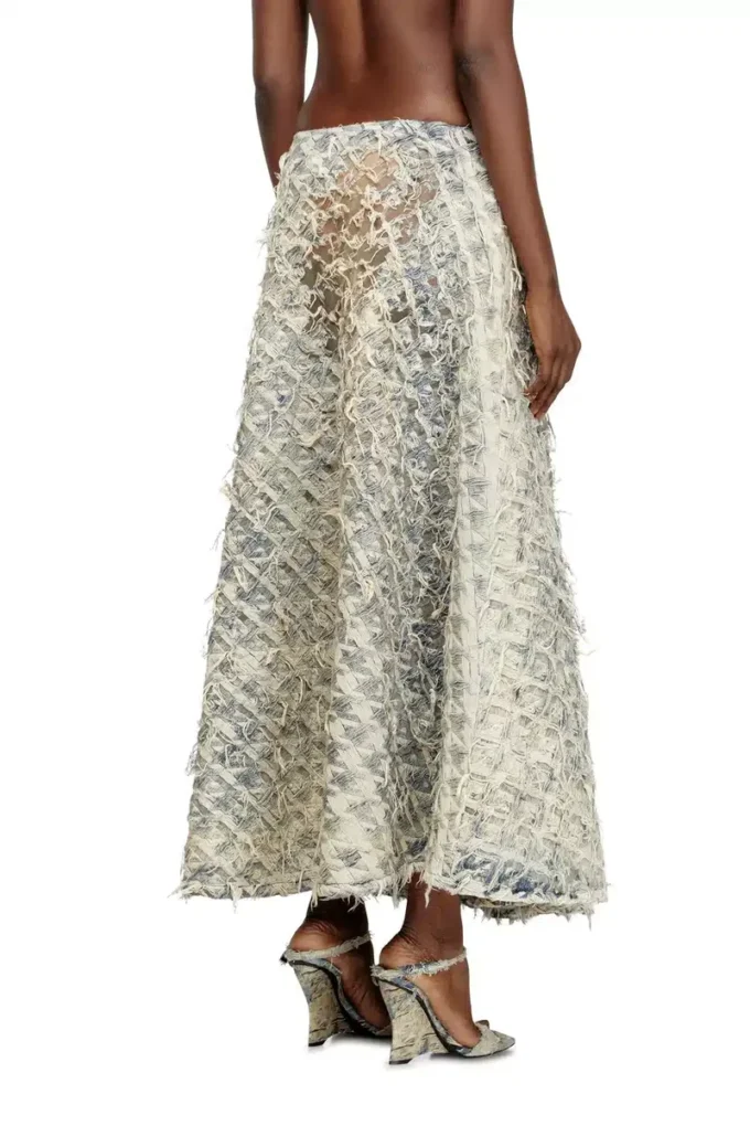 de-annina-fsh Dévoré houndstooth denim uzun etek