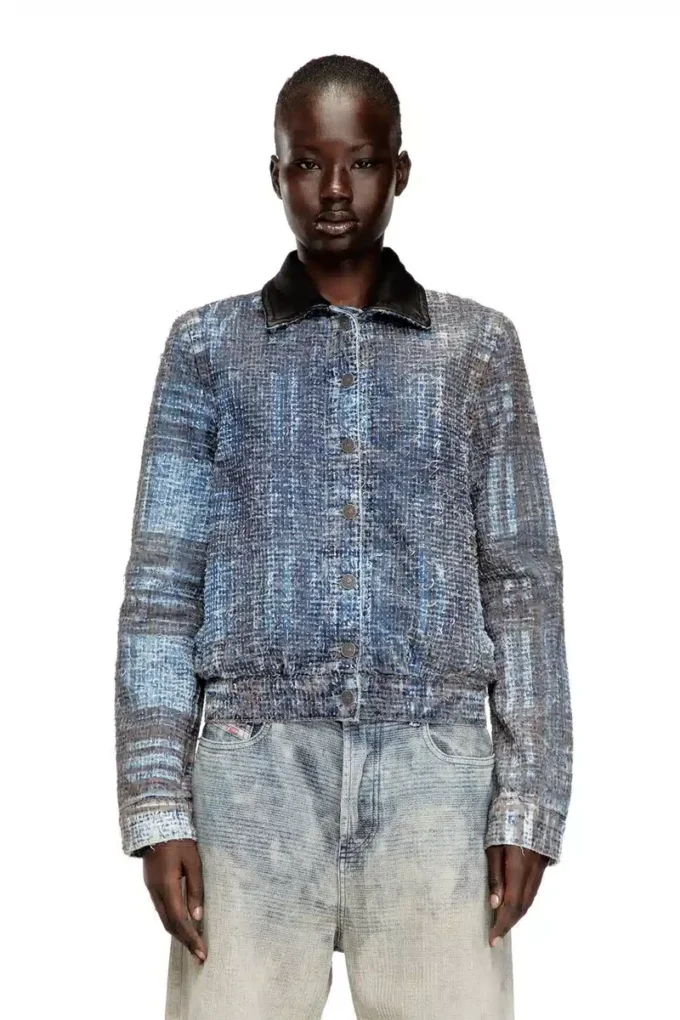 de-ateli-s Grafik bouclé denim kısa ceket