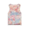 de-ciri-fse Çiçek desenli devoré denim tank top