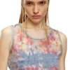 de-ciri-fse Çiçek desenli devoré denim tank top