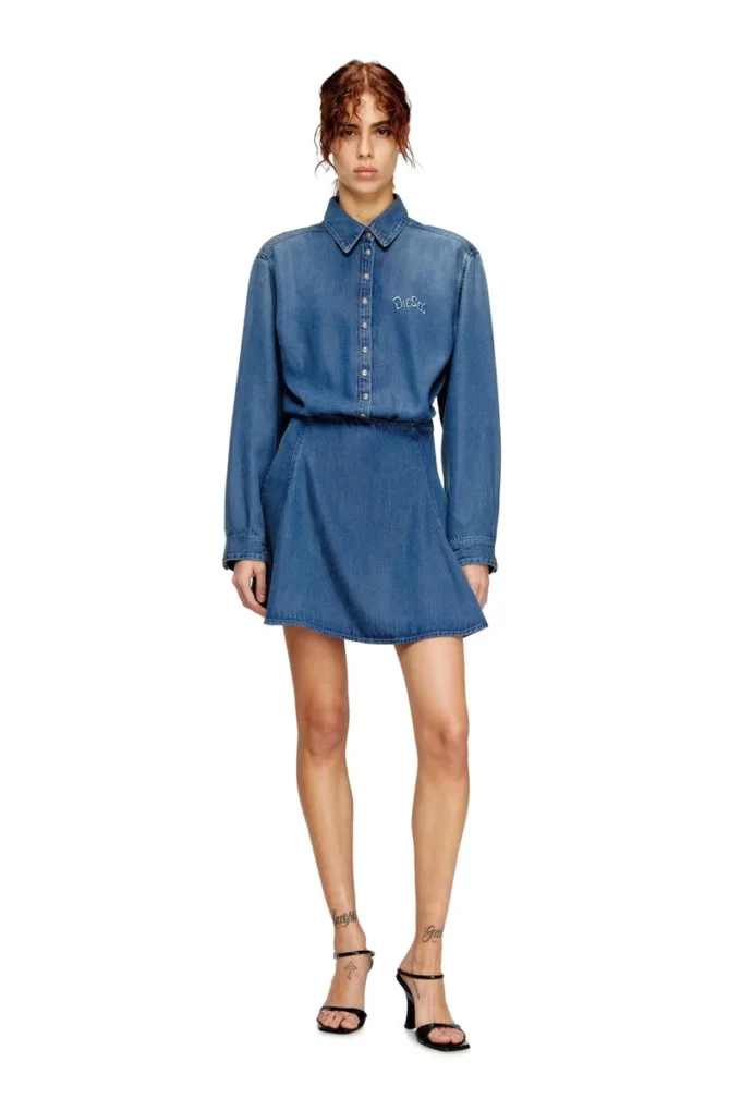de-drevia-s Arkası işlemeli denim elbise de-drevia-s Arkası işlemeli denim elbise