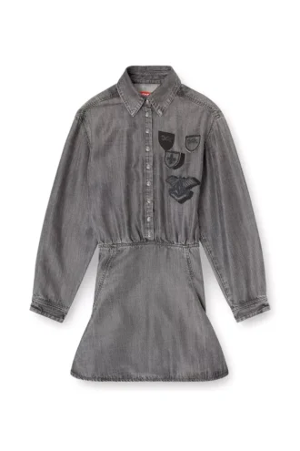 de-drevia-s Nakışlı yamalı denim elbise