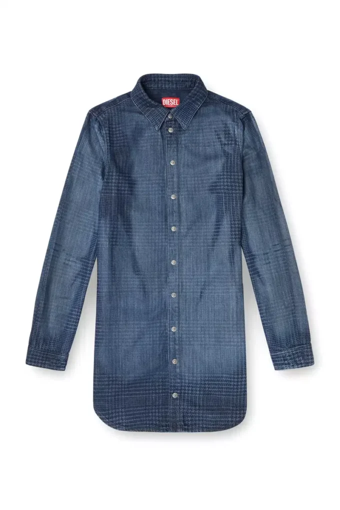 de-eazy dress-s Akıcı Prince of Wales denim gömlek elbise de-eazy dress-s Akıcı Prince of Wales denim gömlek elbise