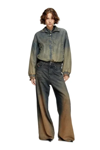 de-flower-s Akıcı gölgeli denim fermuarlı ceket