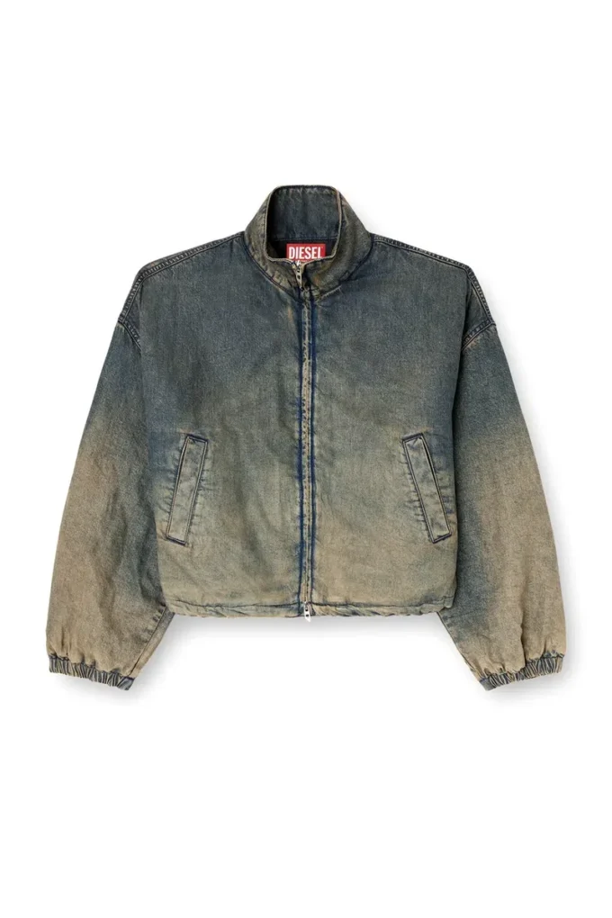 de-flower-s Akıcı gölgeli denim fermuarlı ceket