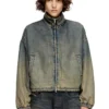 de-flower-s Akıcı gölgeli denim fermuarlı ceket