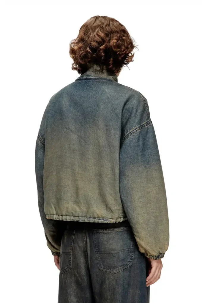 de-flower-s Akıcı gölgeli denim fermuarlı ceket