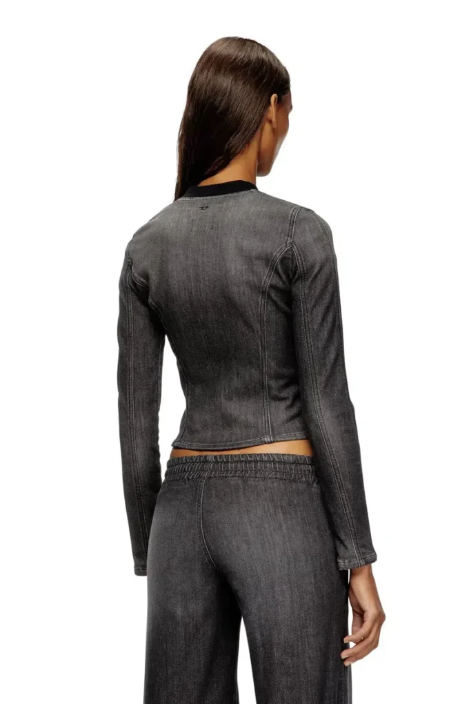 de-gary-d jogg Tek renkli denim kısa ceket