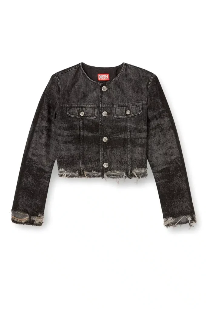 de-graffy-fsh Lazerle işlenmiş pamuk-kenevir denim ceket