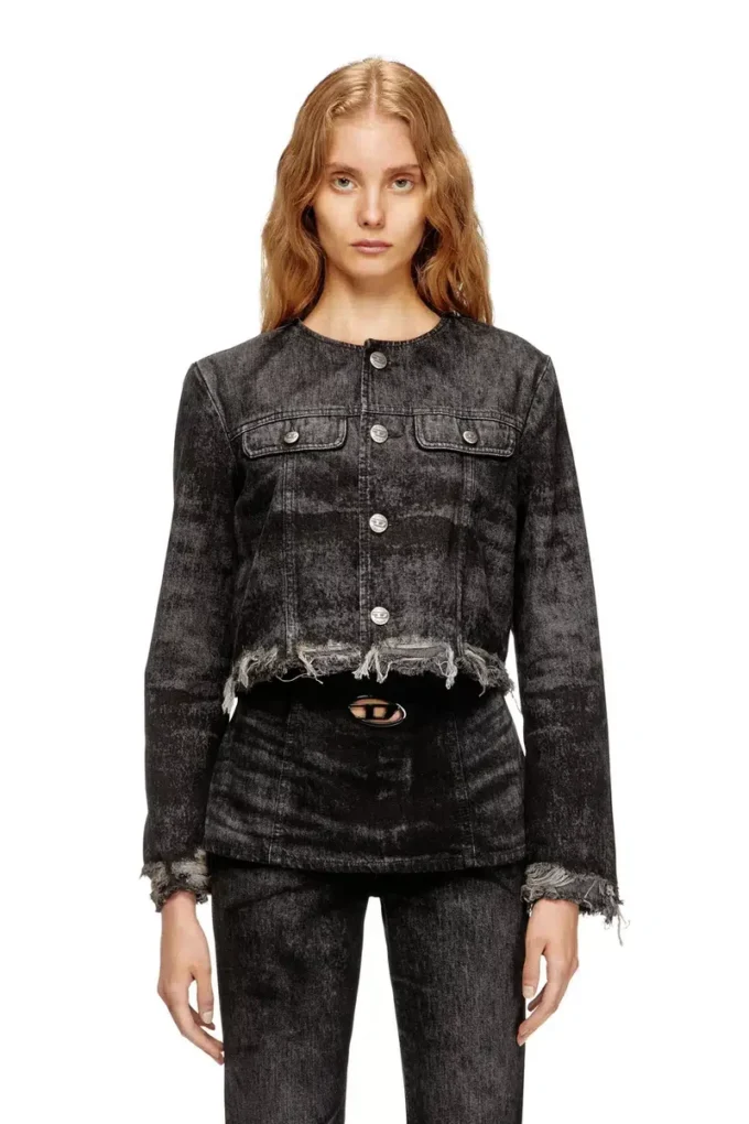 de-graffy-fsh Lazerle işlenmiş pamuk-kenevir denim ceket