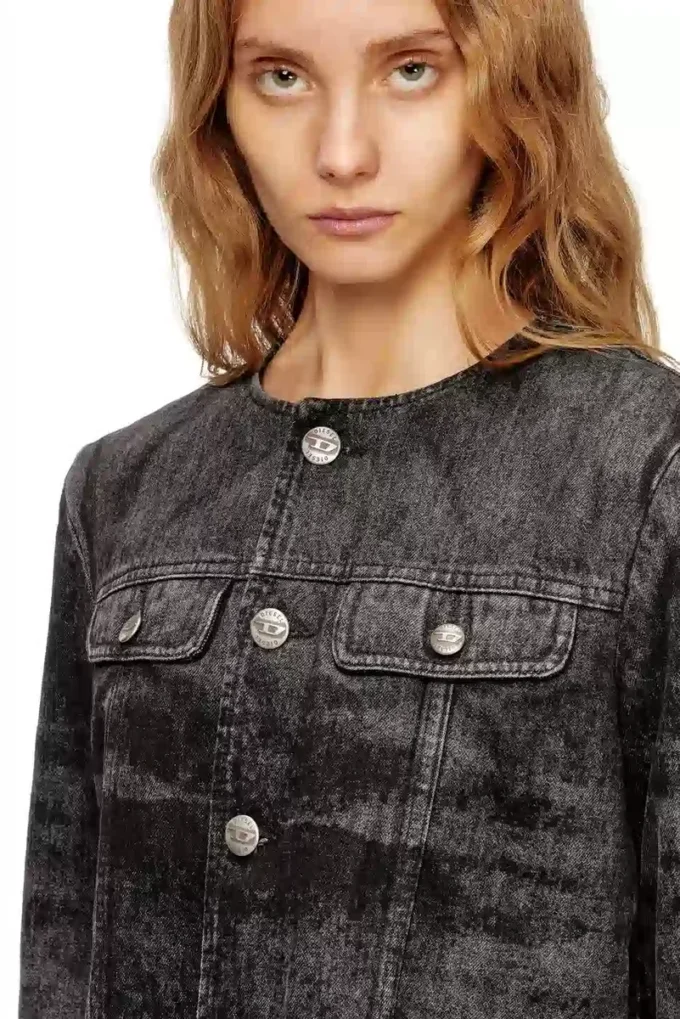 de-graffy-fsh Lazerle işlenmiş pamuk-kenevir denim ceket