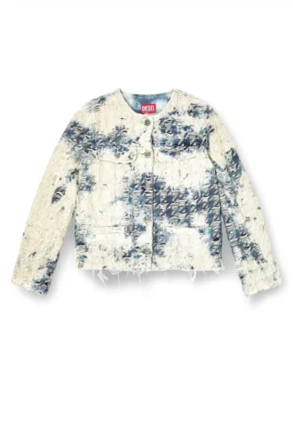 de-grafy-fsh Houndstooth dokuma denim ceket