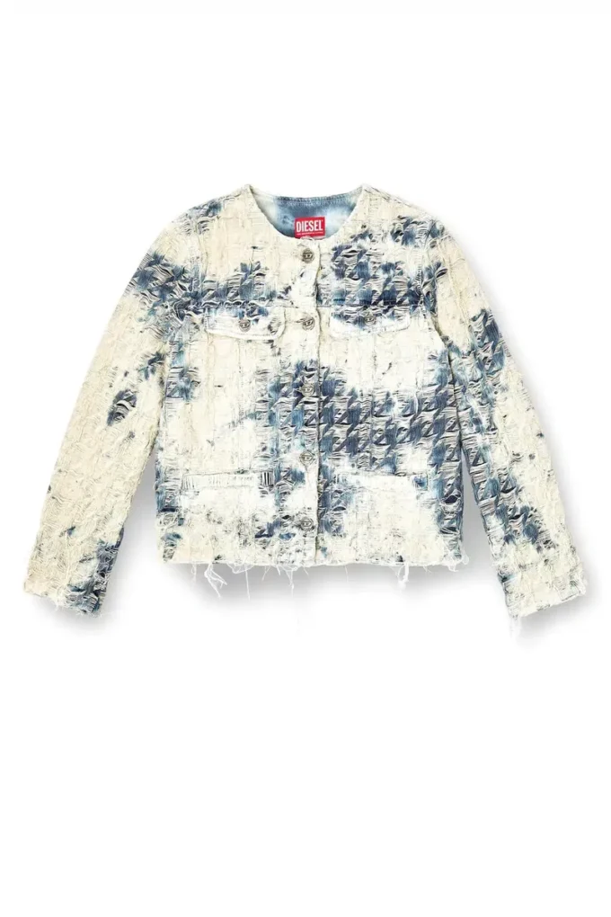 de-grafy-fsh Houndstooth dokuma denim ceket