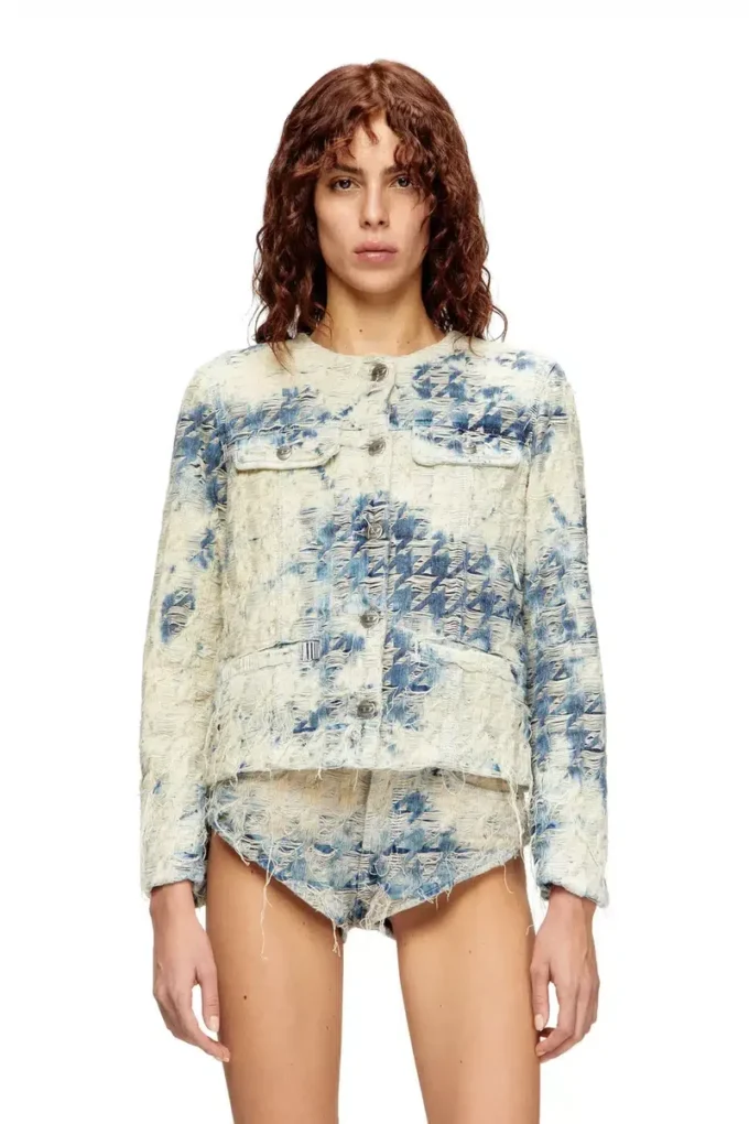de-grafy-fsh Houndstooth dokuma denim ceket
