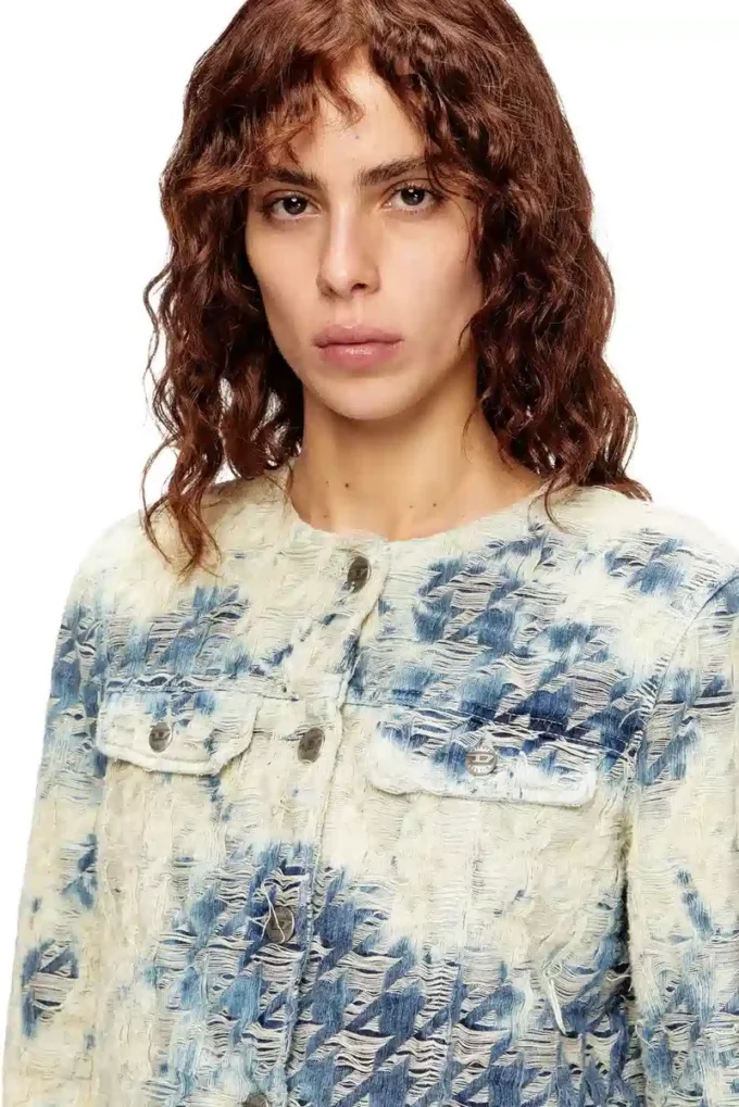de-grafy-fsh Houndstooth dokuma denim ceket