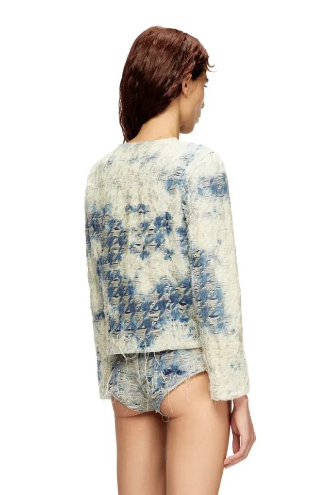 de-grafy-fsh Houndstooth dokuma denim ceket