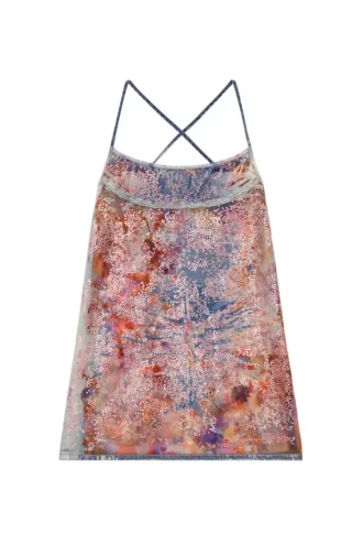 de-held-short-fse Payetli denim askılı midi elbise