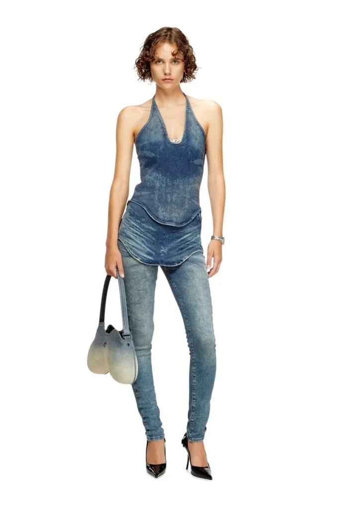 de-janice-s Reform denim halter yaka üst