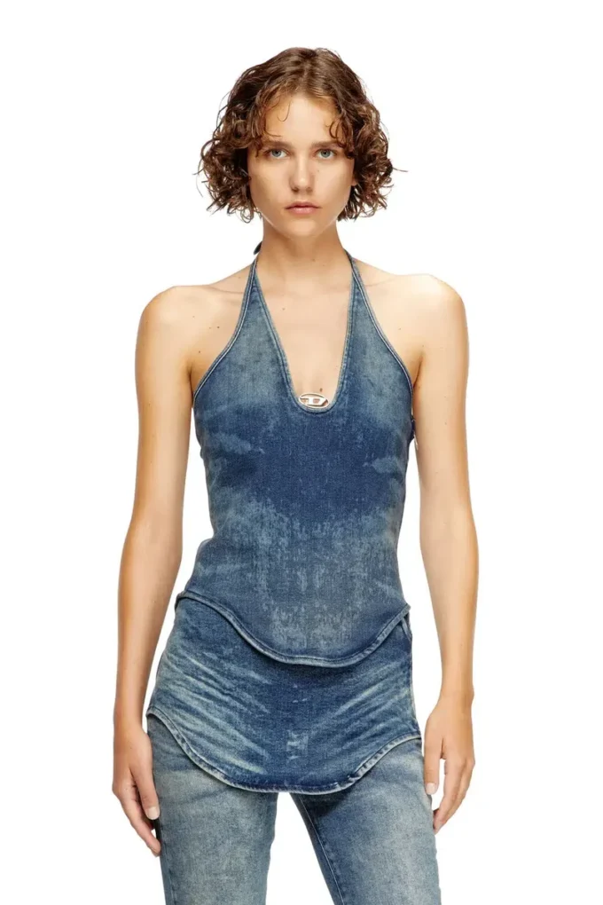 de-janice-s Reform denim halter yaka üst