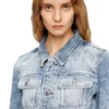 de-katerin-fsh Lazerle işlenmiş pamuk-kenevir denimden üretilmiş dar kesim ceket