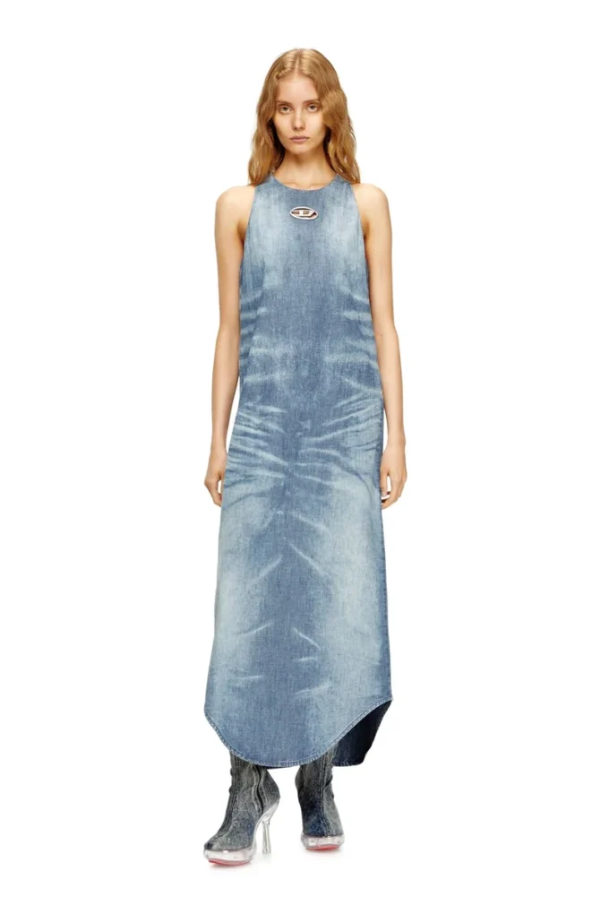 de-lina-s Mermer desenli denim uzun elbise de-lina-s Mermer desenli denim uzun elbise