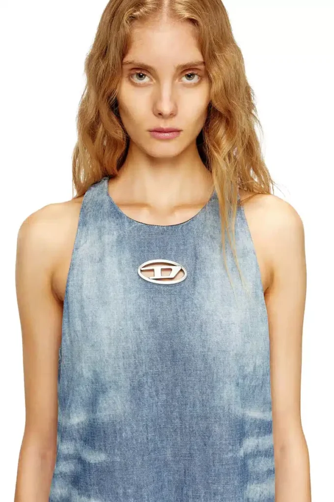 de-lina-s Mermer desenli denim uzun elbise de-lina-s Mermer desenli denim uzun elbise