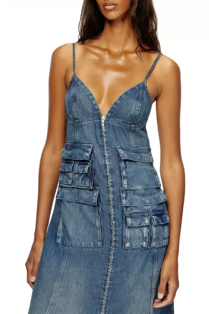 de-melvi-s Akıcı lazerle yıpratılmış denim elbise de-melvi-s Akıcı lazerle yıpratılmış denim elbise
