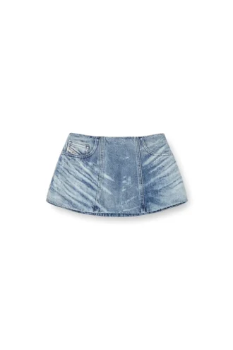 de-nora-fsh Lazerle işlenmiş pamuk-kenevir denim kemerli etek