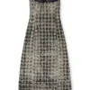 de-olivia-fsh Houndstooth dokuma denim midi elbise