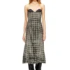 de-olivia-fsh Houndstooth dokuma denim midi elbise