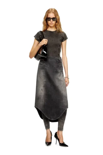 de-plumy-s Gölge efektli denim midi etek