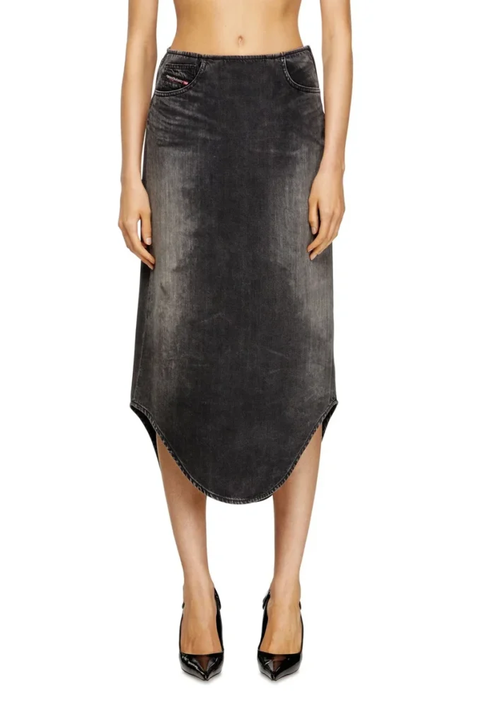 de-plumy-s Gölge efektli denim midi etek