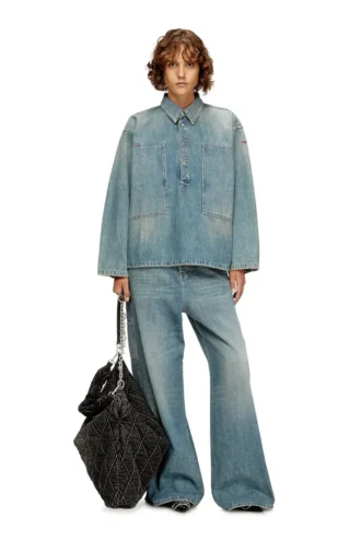 de-priss Henley üst, işlevsel tarzda denim