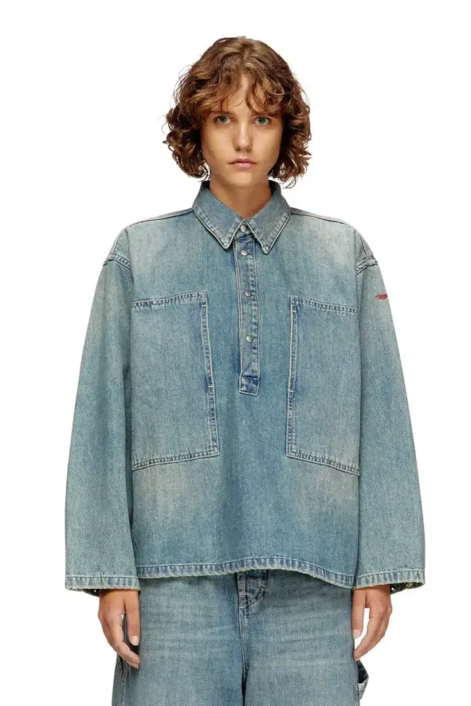 de-priss Henley üst, işlevsel tarzda denim