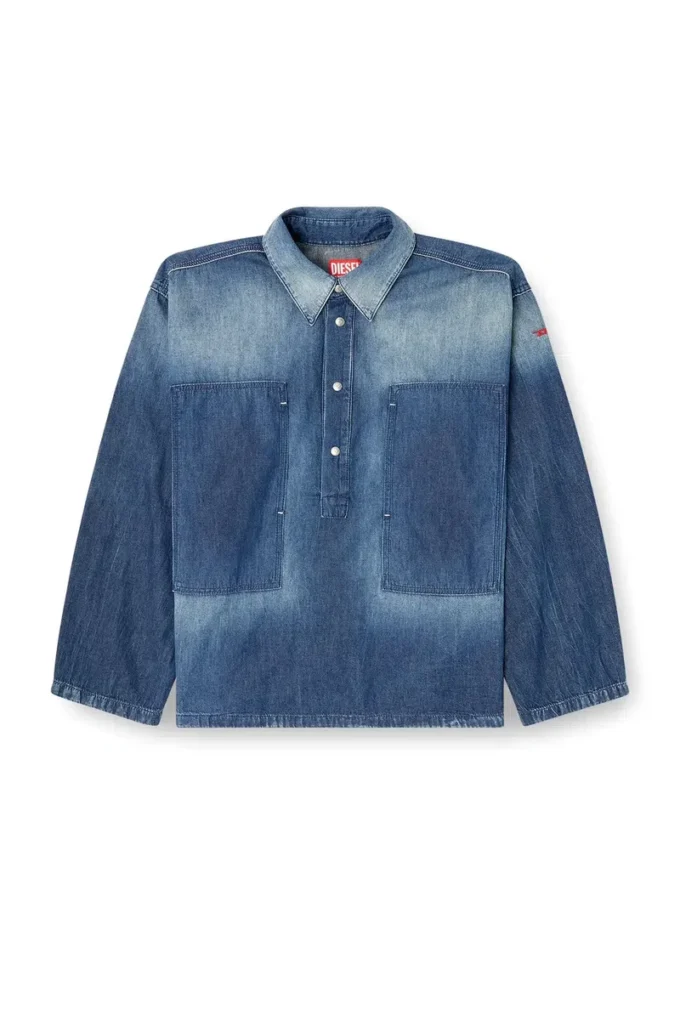 de-priss Kontrast efektli denim Henley üst