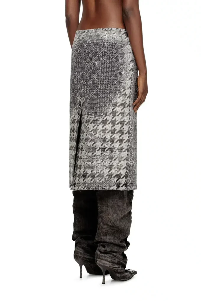 de- rathian-fsh Prens of Wales jakarlı denim midi etek