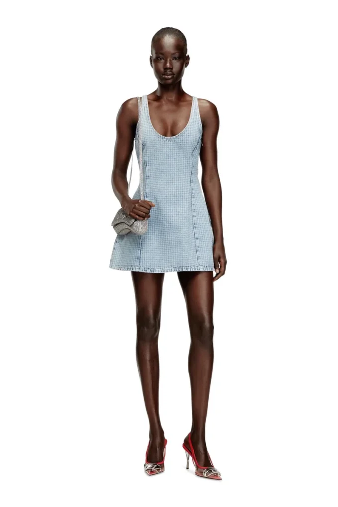 de-sweeney-s1 Kristalli houndstooth denim kısa elbise de-sweeney-s1 Kristalli houndstooth denim kısa elbise