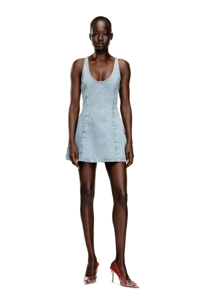 de-sweeney-s1 Kristalli houndstooth denim kısa elbise de-sweeney-s1 Kristalli houndstooth denim kısa elbise