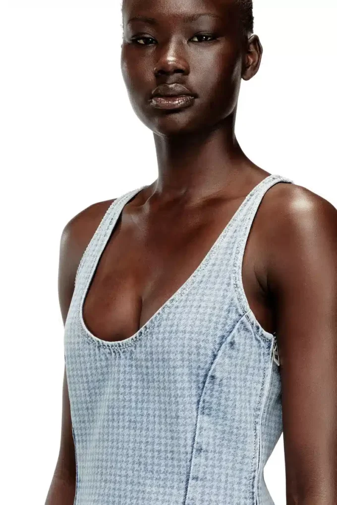 de-sweeney-s1 Kristalli houndstooth denim kısa elbise de-sweeney-s1 Kristalli houndstooth denim kısa elbise