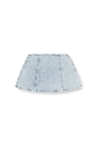 de-sweny-s Kristalli grafik desenli denim mini etek
