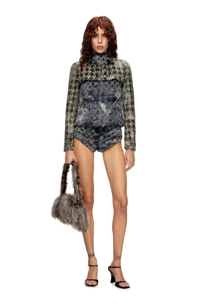 de-tapi-fsh1 Houndstooth batik denim kolsuz üst