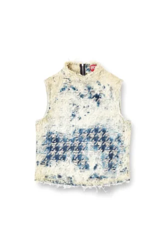 de-tapi-fsh2 Houndstooth dokuma denim kolsuz üst