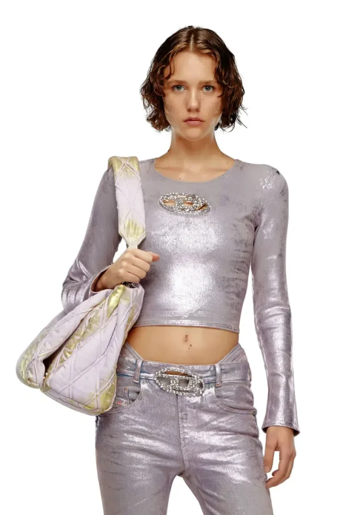 de-top1-fse Kristal plakalı uzun kollu üst
